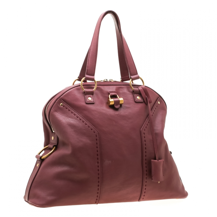 Pre Owned Saint Laurent Bubble Gum Pink Leather Oversized Muse Bag