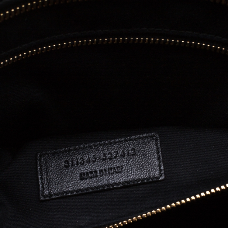 Pre Owned Saint Laurent Black Textured Leather Medium Cabas Chyc Satchel