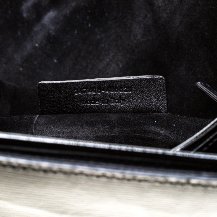 Pre Owned Saint Laurent Black Textured Patent Leather Large Chyc Shoulder Bag