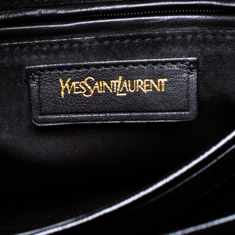 Pre Owned Saint Laurent Black Textured Patent Leather Large Chyc Shoulder Bag