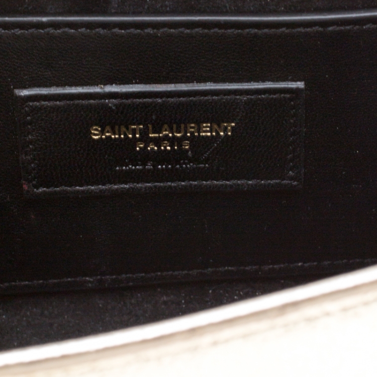 Pre Owned Saint Laurent Metallic Gold Leather Small Kate Monogram Shoulder Bag