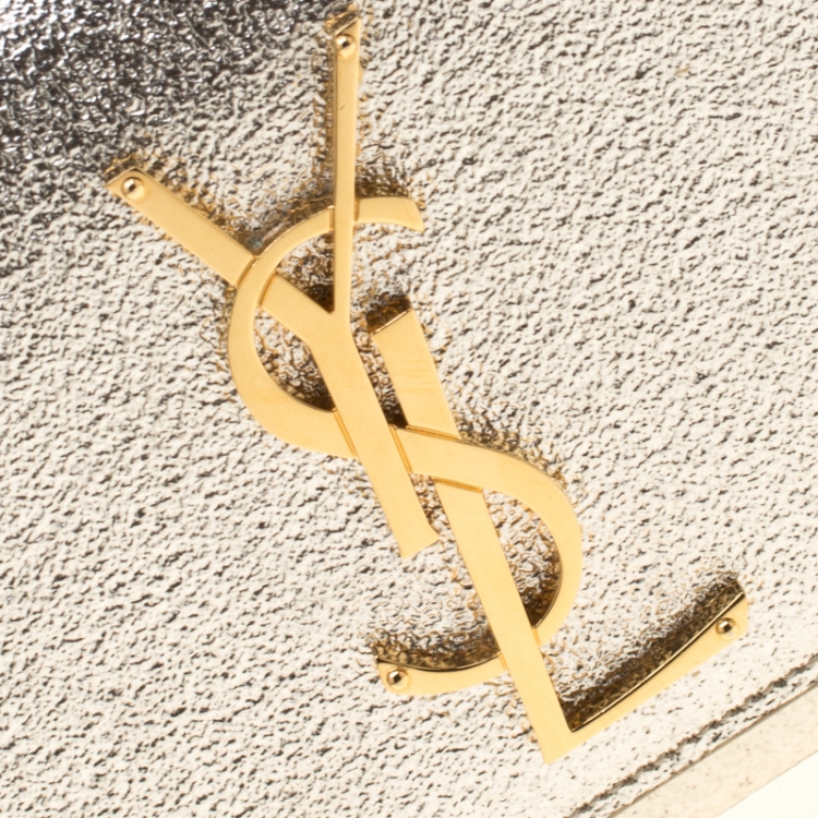 Pre Owned Saint Laurent Metallic Gold Leather Small Kate Monogram Shoulder Bag