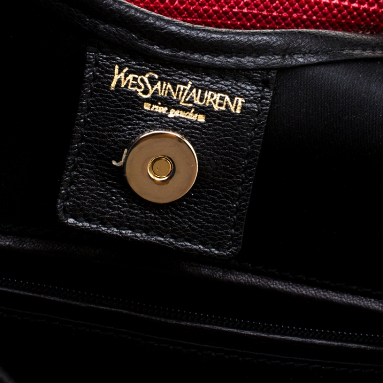 Pre Owned Saint Laurent Black/Red Leather Mombasa Hobo