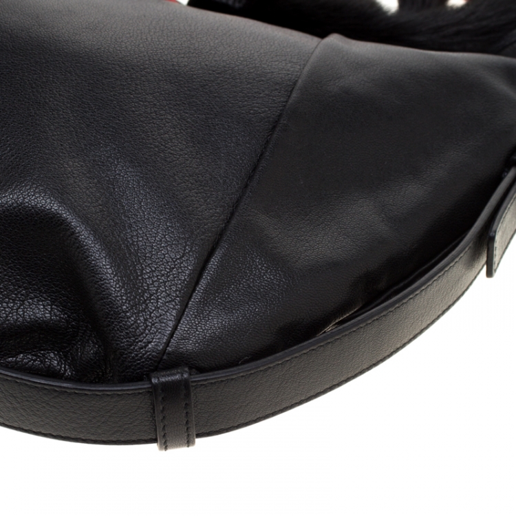 Pre Owned Saint Laurent Black/Red Leather Mombasa Hobo