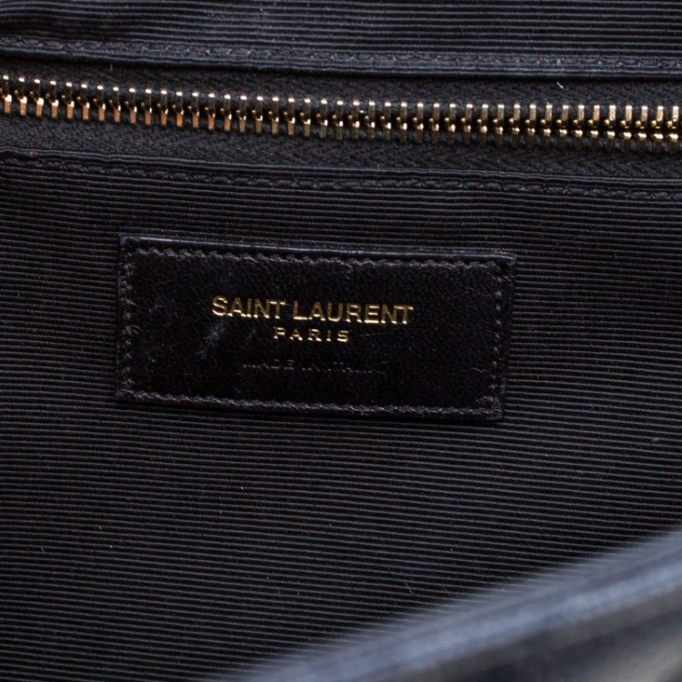 Pre Owned Saint Laurent Paris Black Matelasse Leather Large Cassandre Flap Bag
