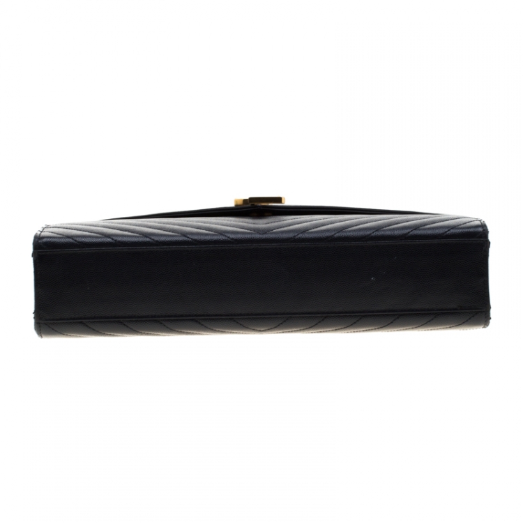 Pre Owned Saint Laurent Paris Black Matelasse Leather Large Cassandre Flap Bag
