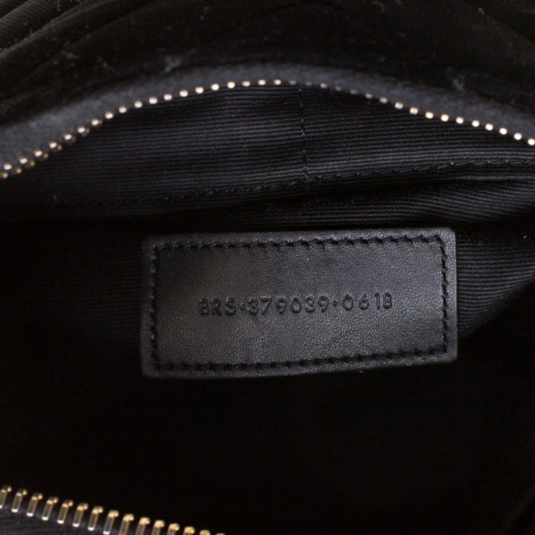 Pre Owned Saint Laurent Paris Black Chevron Velvet Monogram Clutch