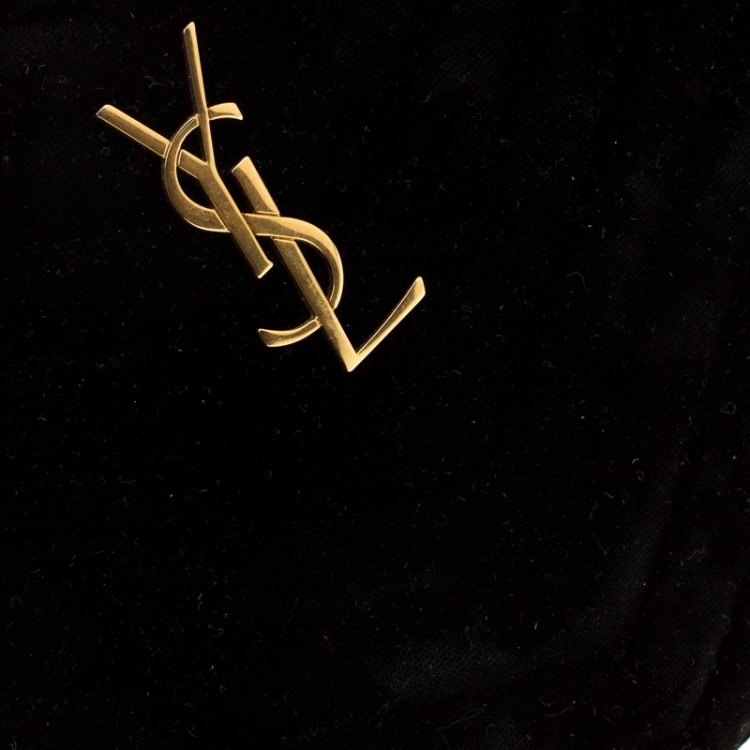 Pre Owned Saint Laurent Paris Black Chevron Velvet Monogram Clutch
