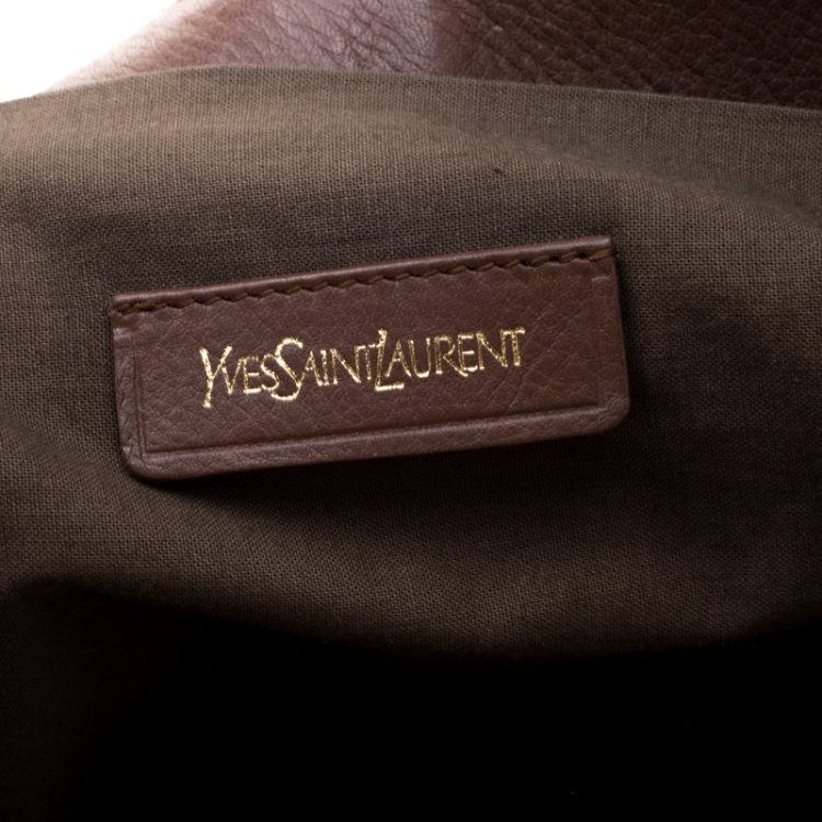 Pre Owned Saint Laurent Paris Brown Leather Belle De Jour Cabas Logo Tote Bag