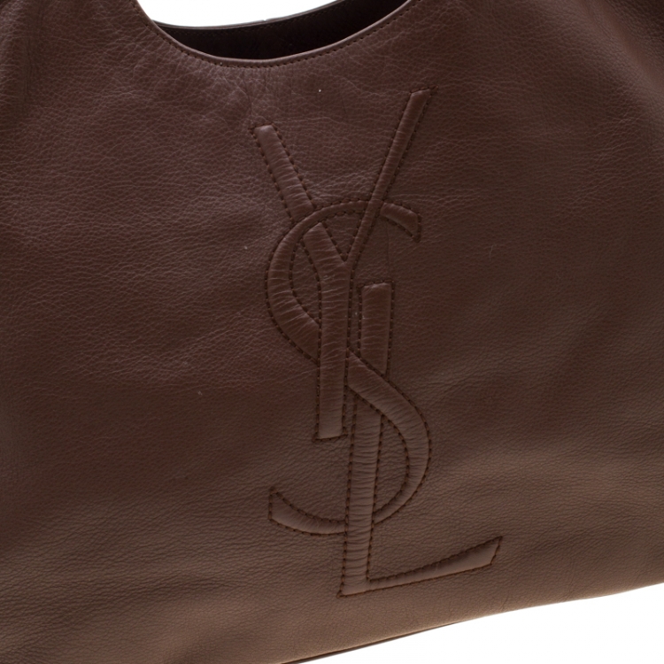 Pre Owned Saint Laurent Paris Brown Leather Belle De Jour Cabas Logo Tote Bag