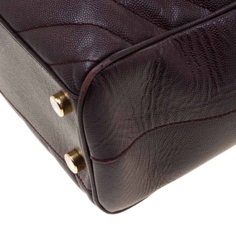 Pre Owned Saint Laurent Paris Burgundy Matelasse Leather Cassandre Shopper Tote