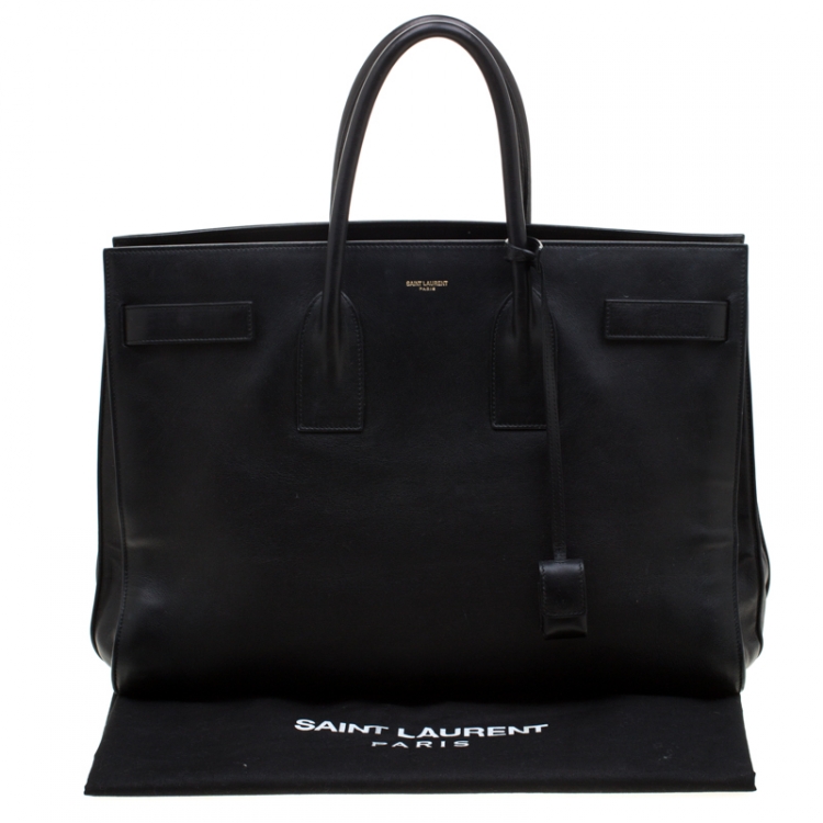 Pre Owned Saint Laurent Black Leather Large Sac De Jour Tote