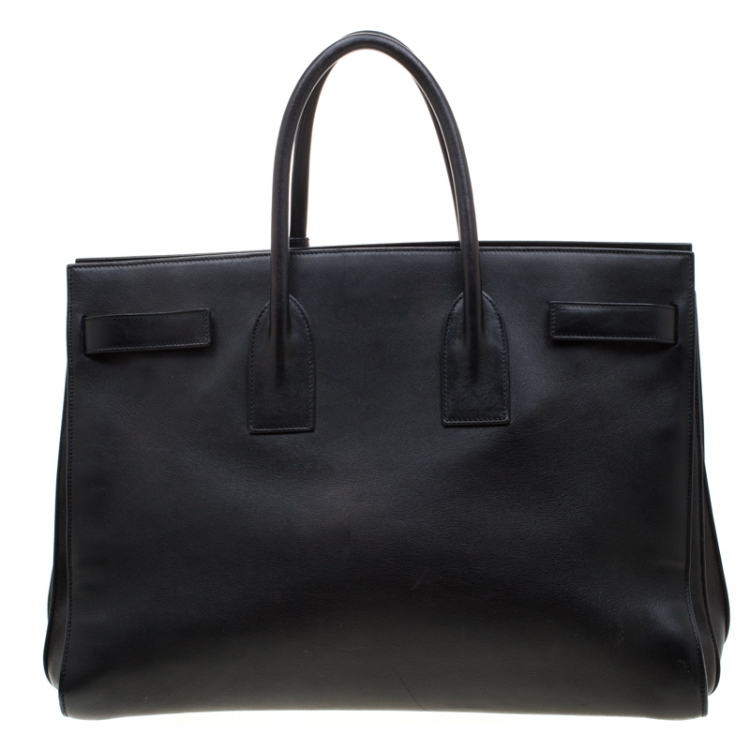 Pre Owned Saint Laurent Black Leather Large Sac De Jour Tote