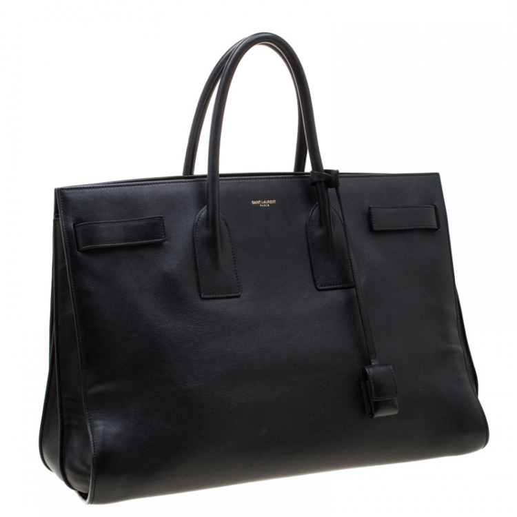 Pre Owned Saint Laurent Black Leather Large Sac De Jour Tote