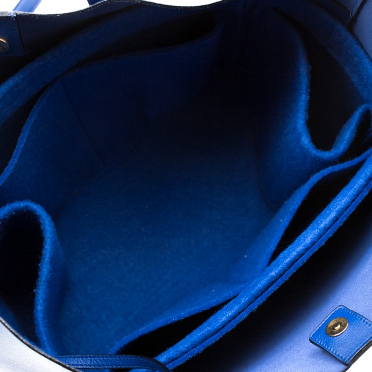 Pre Owned Saint Laurent Paris Blue Leather Shopper Tote