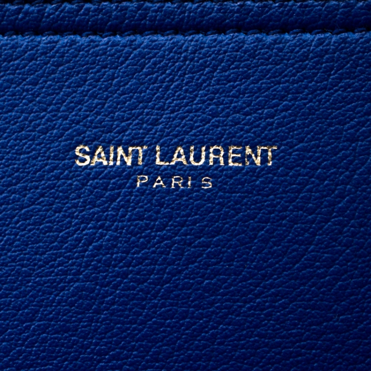 Pre Owned Saint Laurent Paris Blue Leather Shopper Tote