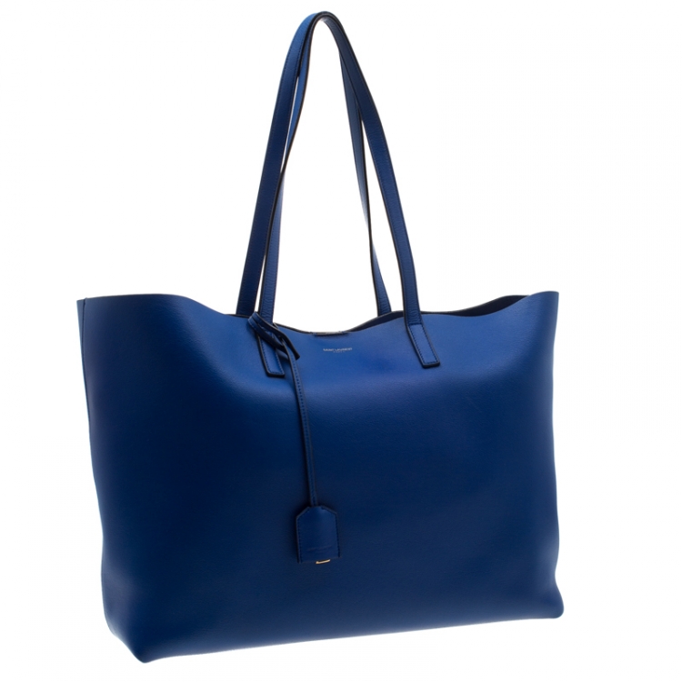 Pre Owned Saint Laurent Paris Blue Leather Shopper Tote