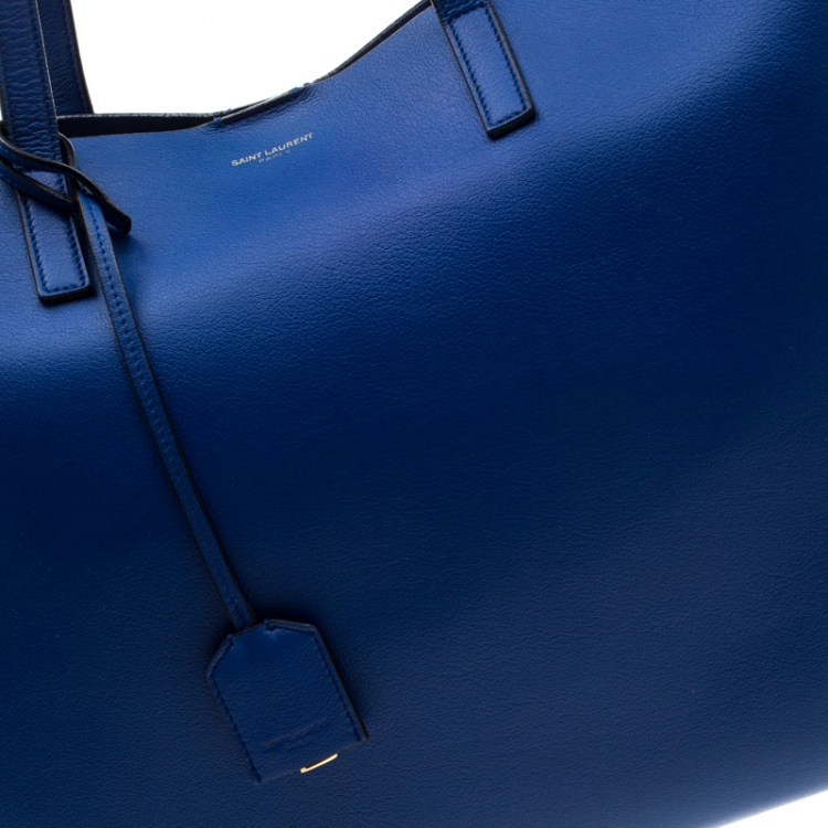 Pre Owned Saint Laurent Paris Blue Leather Shopper Tote