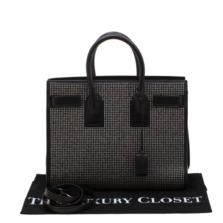 Pre Owned Saint Laurent Black Studded Leather Small Classic Sac De Jour Tote