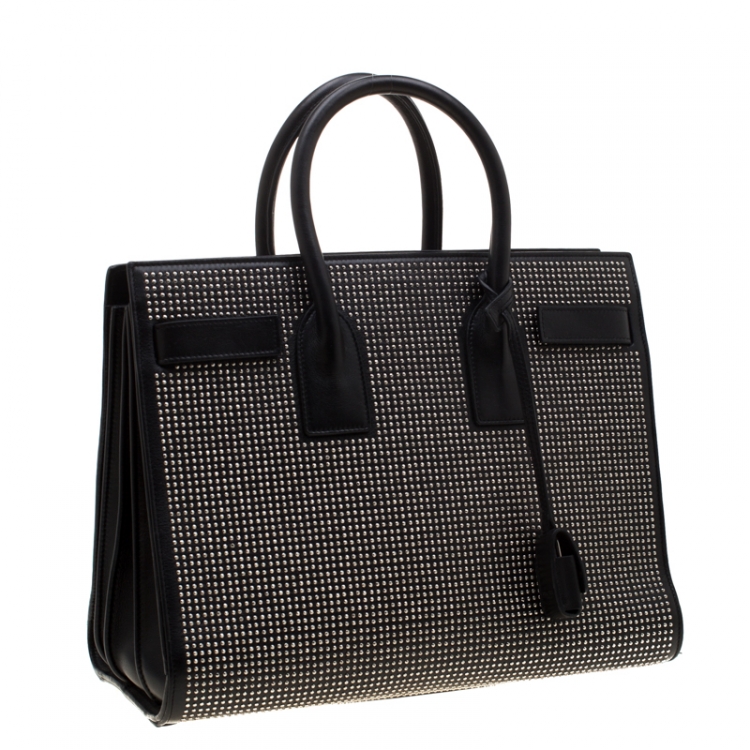 Pre Owned Saint Laurent Black Studded Leather Small Classic Sac De Jour Tote