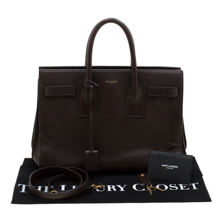 Pre Owned Saint Laurent Brown Leather Small Classic Sac De Jour Tote