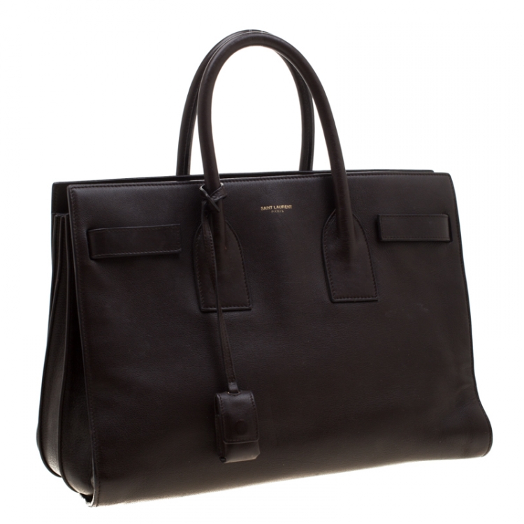 Pre Owned Saint Laurent Brown Leather Small Classic Sac De Jour Tote