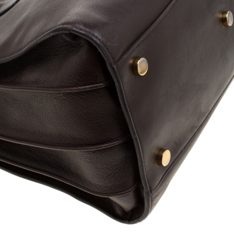 Pre Owned Saint Laurent Brown Leather Small Classic Sac De Jour Tote