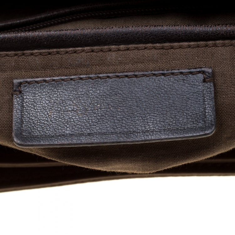 Pre Owned Saint Laurent Paris Brown Leather Top Handle Bag 