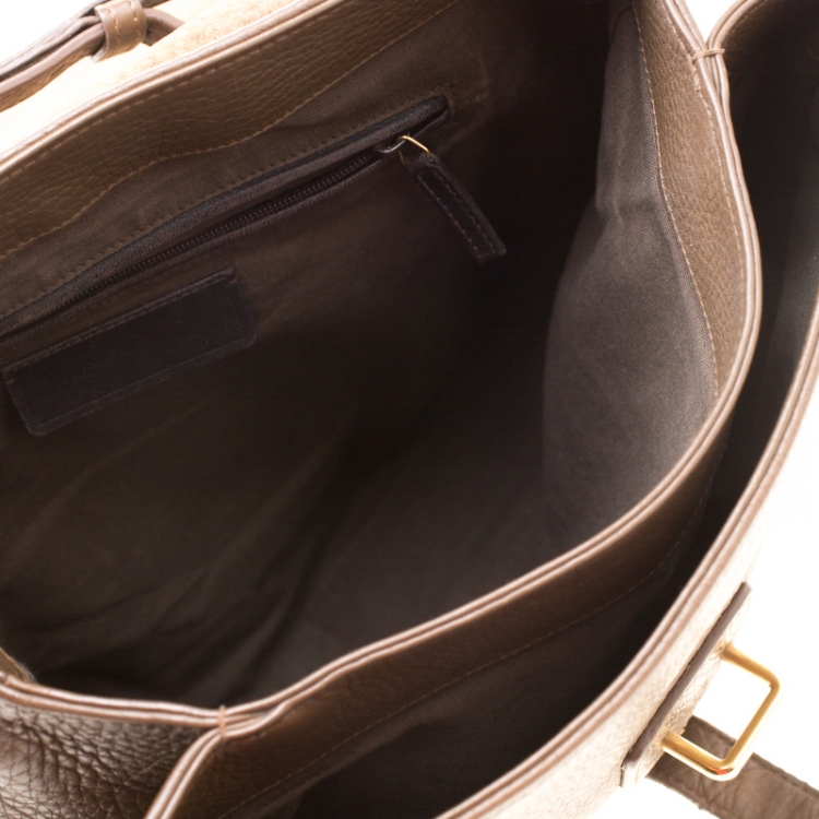 Pre Owned Saint Laurent Paris Brown Leather Top Handle Bag 