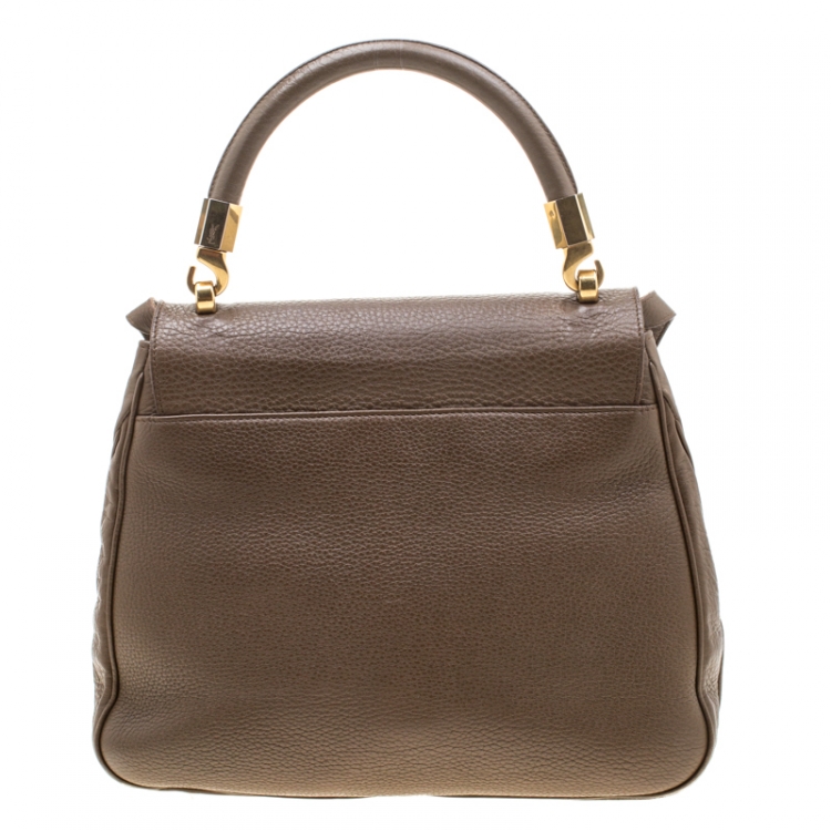 Pre Owned Saint Laurent Paris Brown Leather Top Handle Bag 