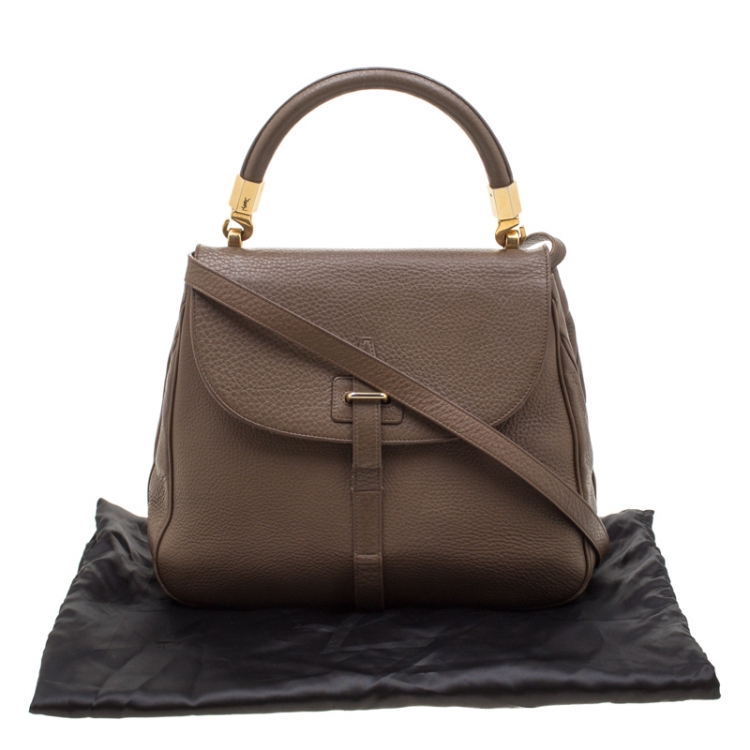Pre Owned Saint Laurent Paris Brown Leather Top Handle Bag 
