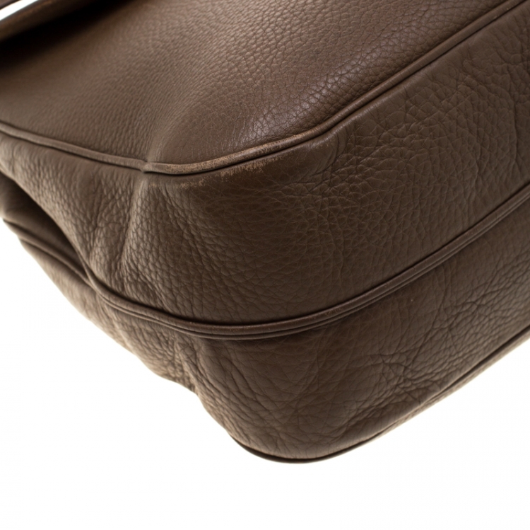 Pre Owned Saint Laurent Paris Brown Leather Top Handle Bag 