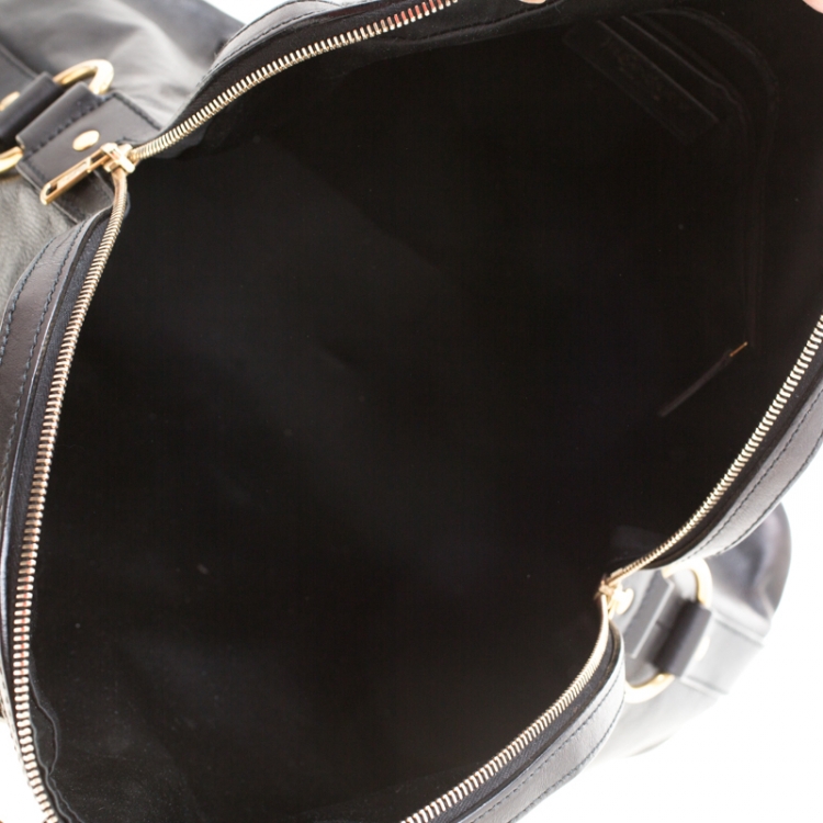 Pre Owned Saint Laurent Black Leather Oversized Muse Satchel