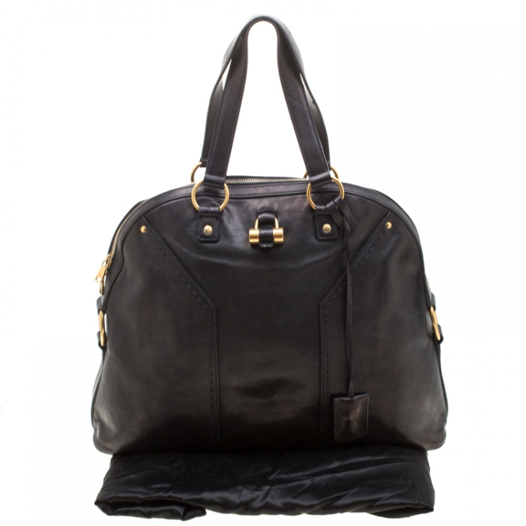 Pre Owned Saint Laurent Black Leather Oversized Muse Satchel