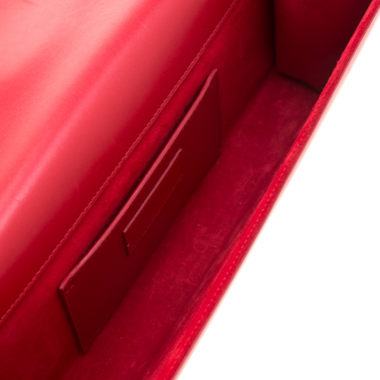 Pre Owned Saint Laurent Hot Pink Leather Kate Monogram Clutch