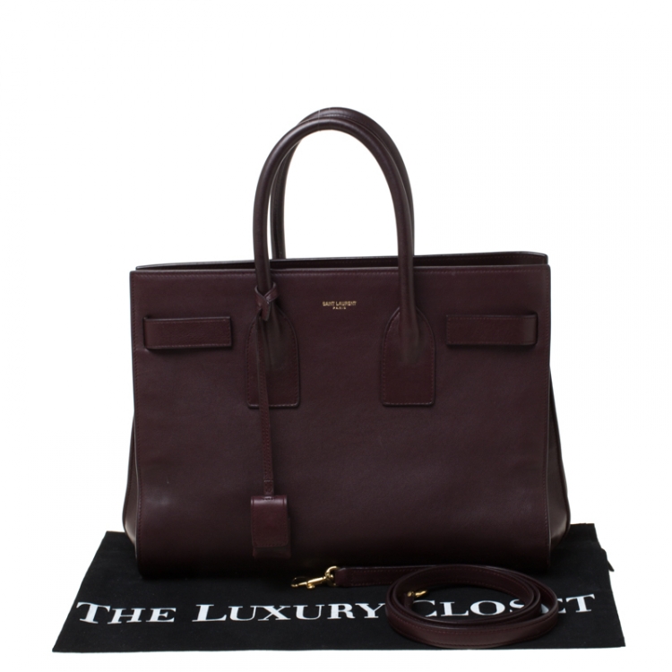 Pre Owned Saint Laurent Burgundy Leather Small Classic Sac De Jour Tote