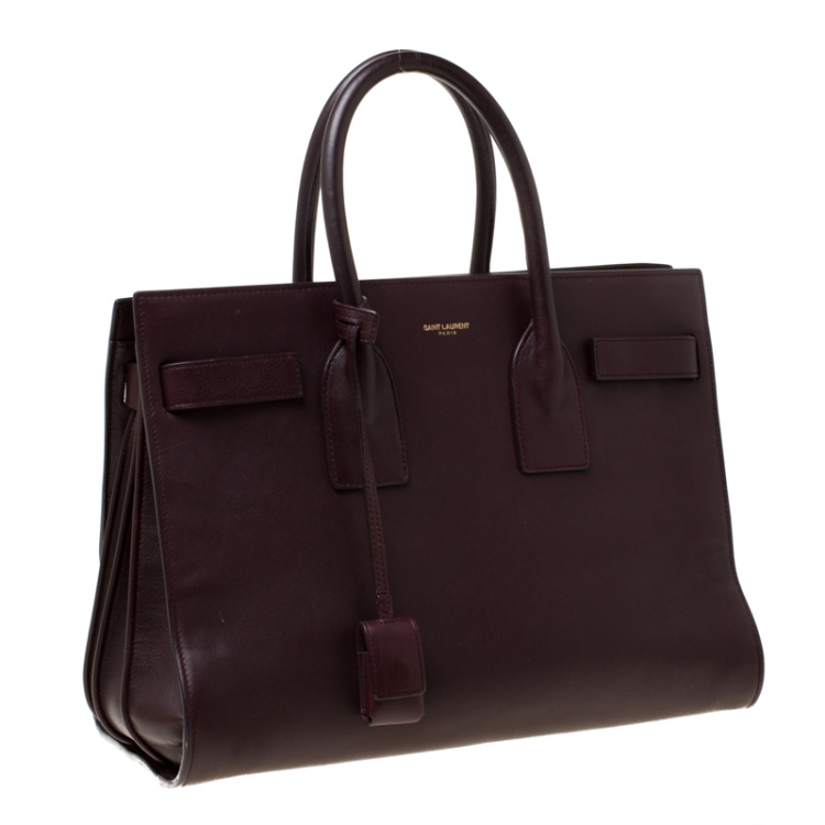 Pre Owned Saint Laurent Burgundy Leather Small Classic Sac De Jour Tote