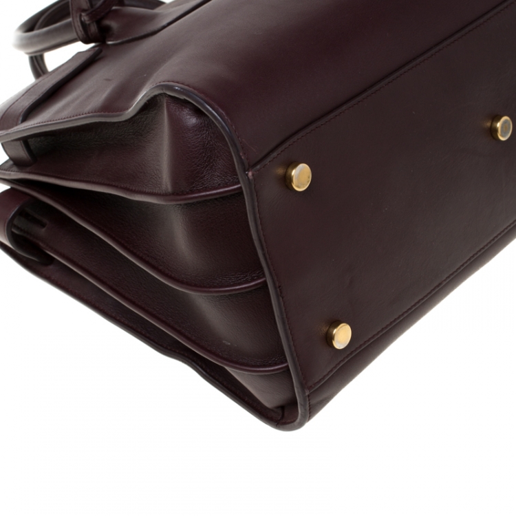 Pre Owned Saint Laurent Burgundy Leather Small Classic Sac De Jour Tote