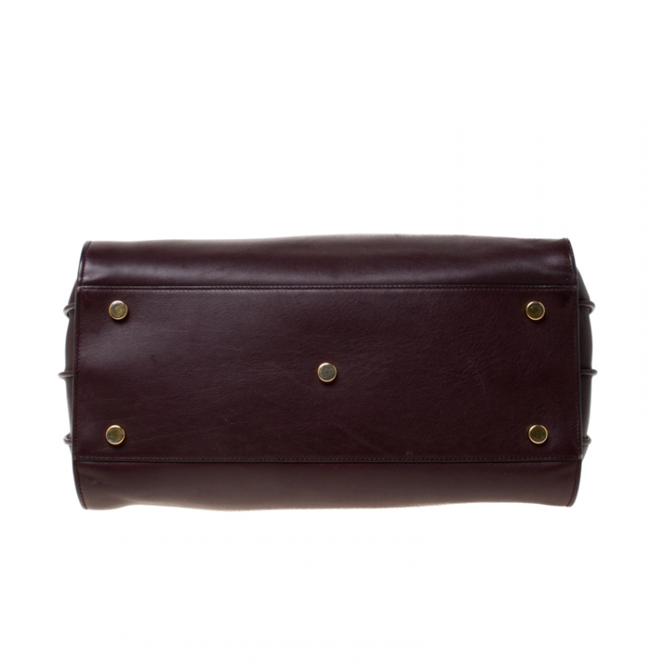 Pre Owned Saint Laurent Burgundy Leather Small Classic Sac De Jour Tote