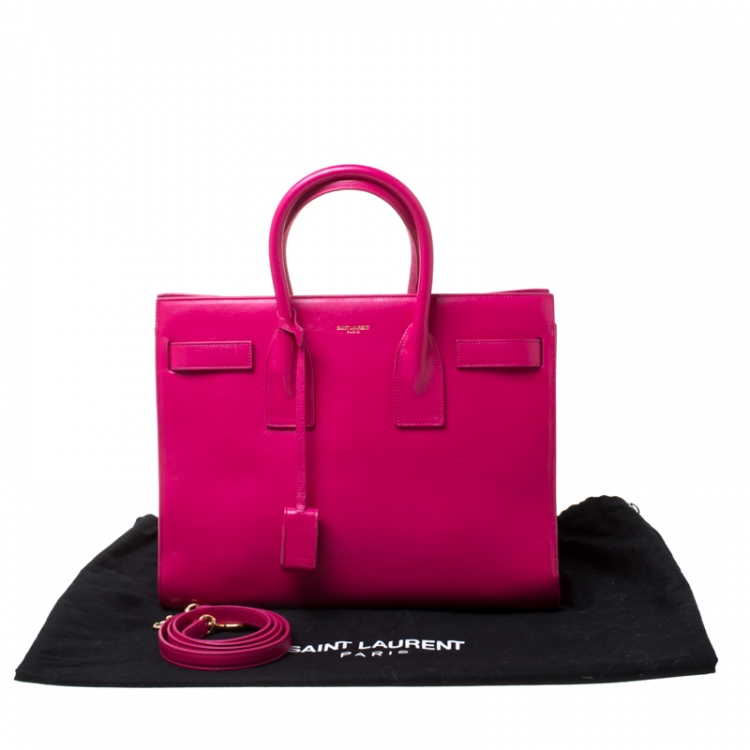 Pre Owned Saint Laurent Paris Pink Leather Small Classic Sac De Jour Tote