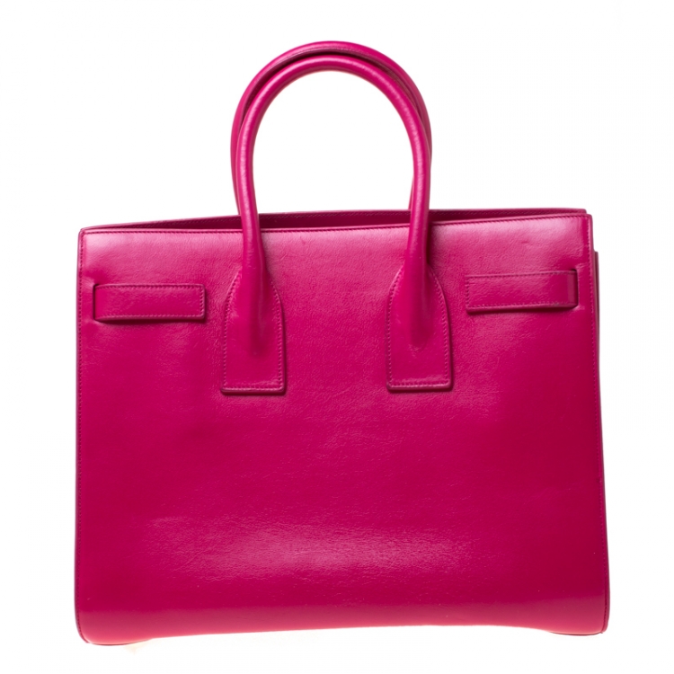 Pre Owned Saint Laurent Paris Pink Leather Small Classic Sac De Jour Tote