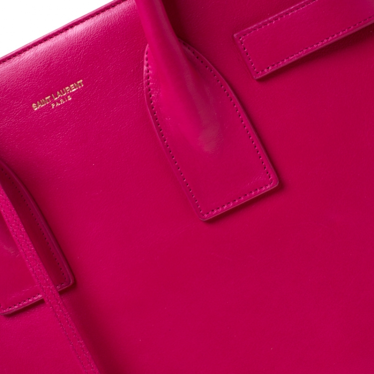 Pre Owned Saint Laurent Paris Pink Leather Small Classic Sac De Jour Tote