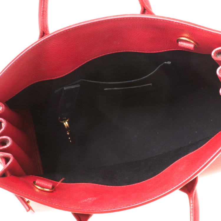 Pre Owned Saint Laurent Paris Red Leather Baby Sac De Jour Tote
