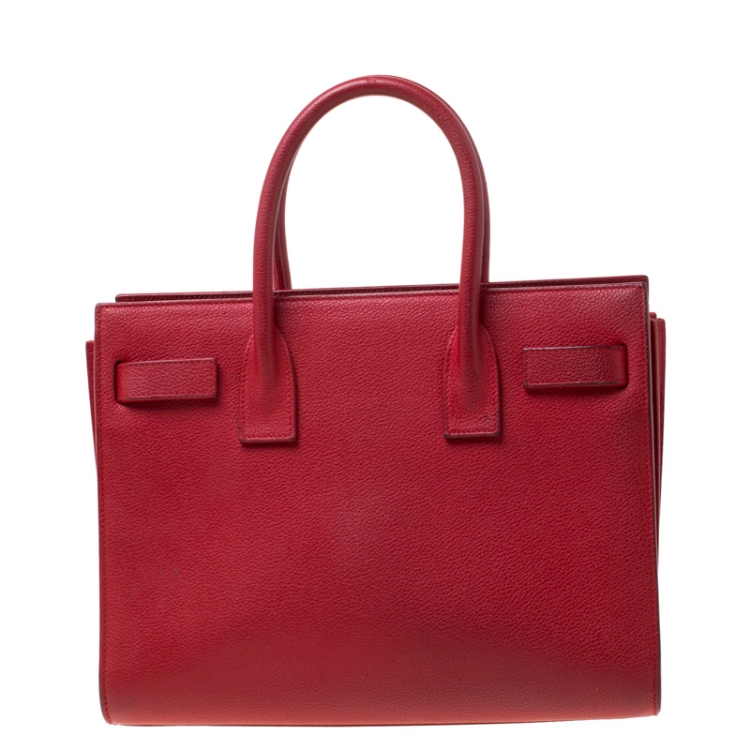 Pre Owned Saint Laurent Paris Red Leather Baby Sac De Jour Tote