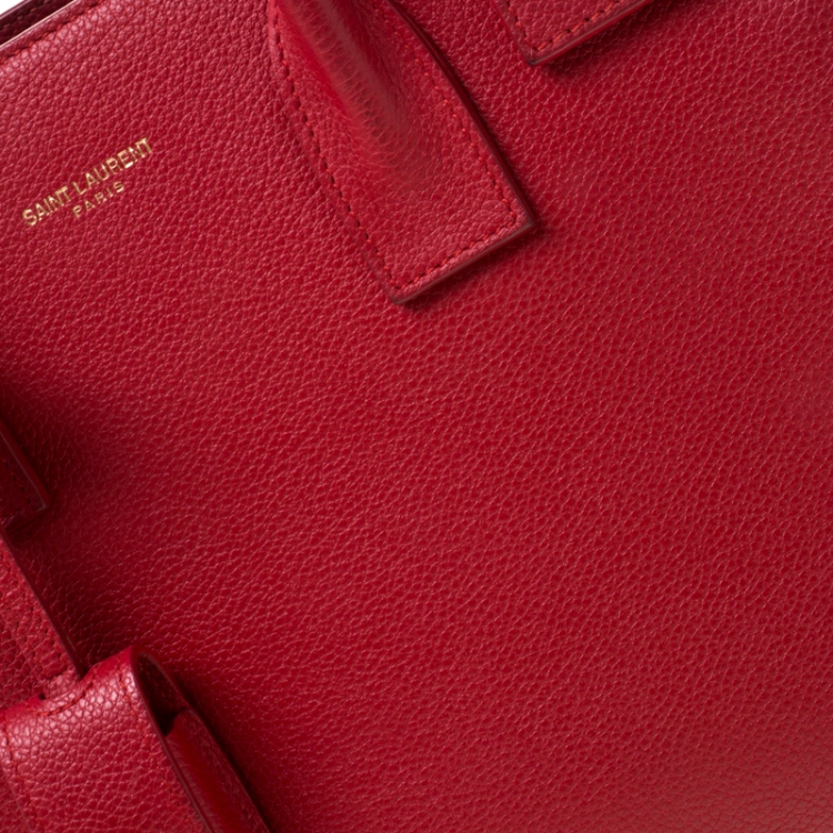 Pre Owned Saint Laurent Paris Red Leather Baby Sac De Jour Tote