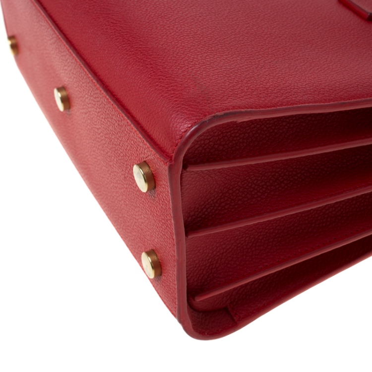 Pre Owned Saint Laurent Paris Red Leather Baby Sac De Jour Tote