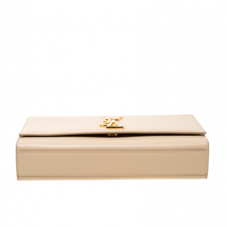 Pre Owned Saint Laurent Paris Beige Leather Medium Kate Shoulder Bag