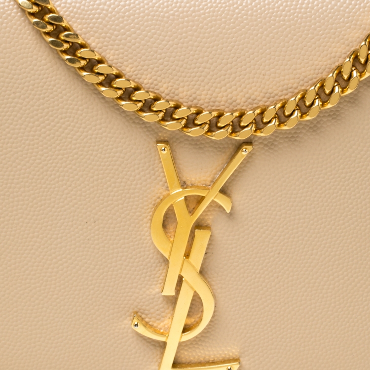 Pre Owned Saint Laurent Paris Beige Leather Medium Kate Shoulder Bag