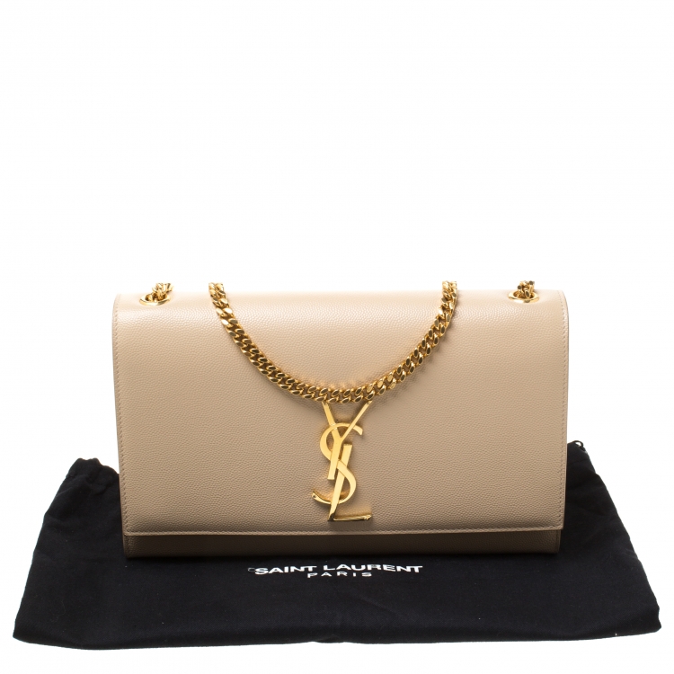 Pre Owned Saint Laurent Paris Beige Leather Medium Kate Shoulder Bag