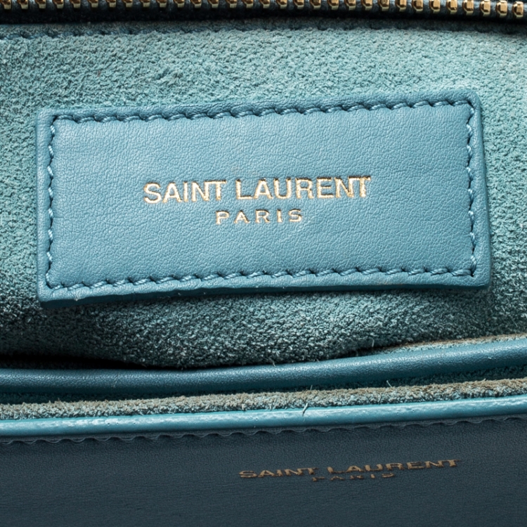 Pre Owned Saint Laurent Blue Leather Medium Chyc Flap Bag